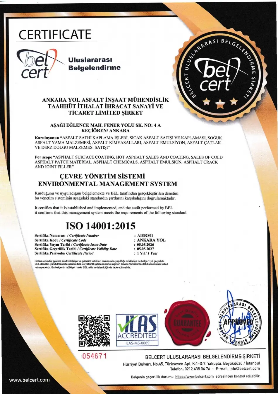 ISO 14001:2015 Çevre Yönetim Sistemi